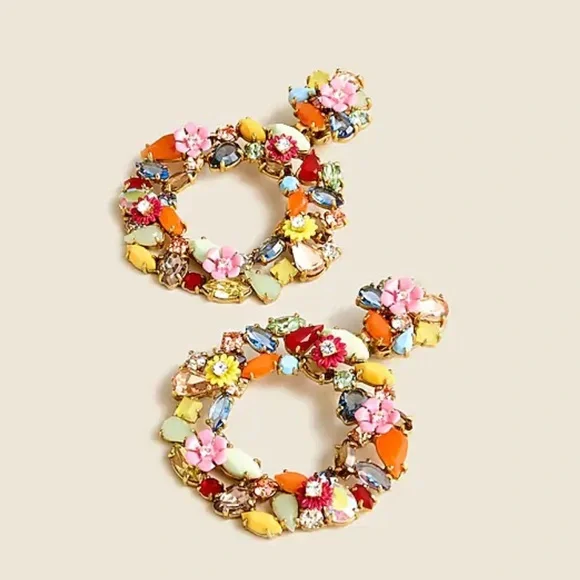 JCrew Colorful floral hoop earrings - Picture 1 of 4